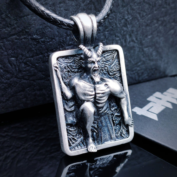 [1034] No Tarnishing Craft Pure Tin Satan Pendant Necklace - Taffu Craft Studio