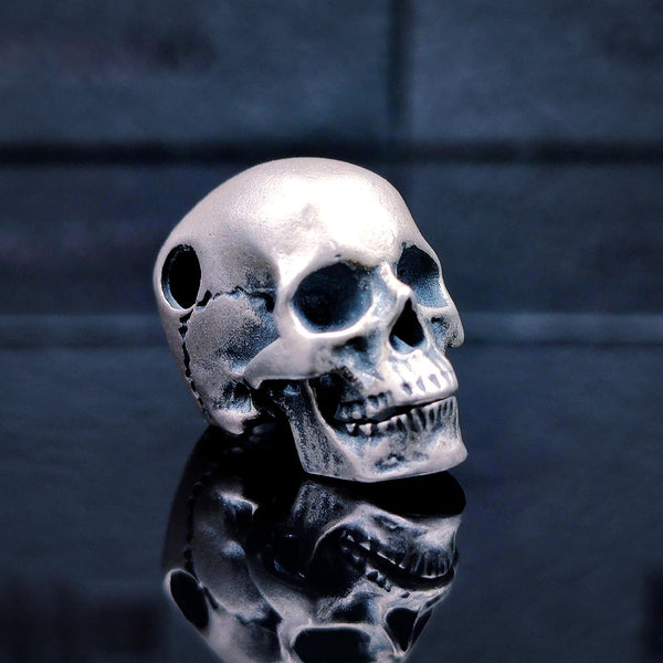 [1057] Hand Crafted Sterling Silver Gothic Skull - Taffu Craft Studio