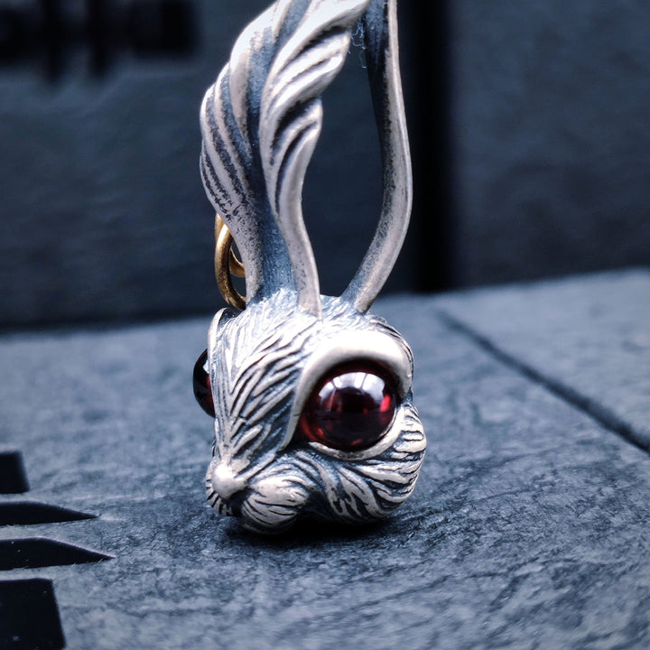 [1064] Sterling Silver Craft Hand Made Retro Design Silver Bunny Pendant - Taffu Craft Studio