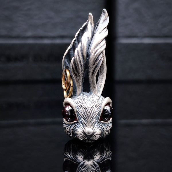 [1064] Sterling Silver Craft Hand Made Retro Design Silver Bunny Pendant - Taffu Craft Studio