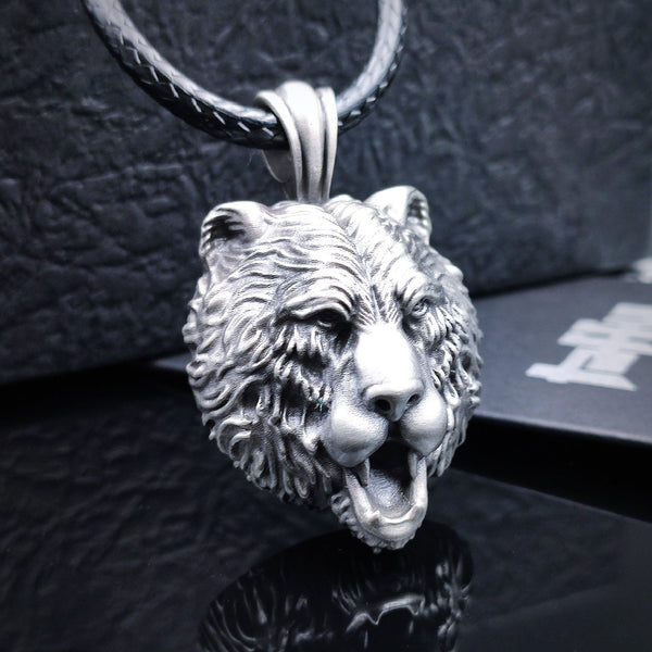 [1075] No Tarnishing Craft Pure Tin Bear Pendant Necklace - Taffu Craft Studio