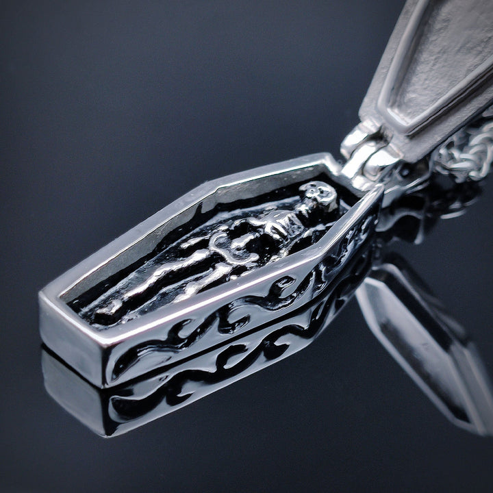 [1085] Super Cool Retro Style Craft SS316L Coffin Necklace - Taffu Craft Studio