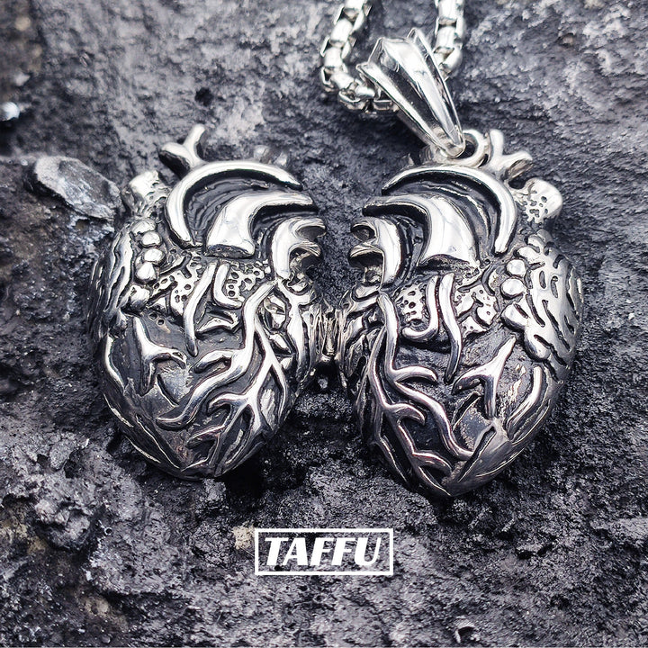 [1086] Super Cool Retro Style Craft SS316L Magnetic Heart Necklace - Taffu Craft Studio