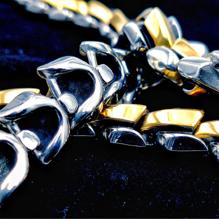 [1091] Hand Made Stainless Steel Retro Dragon Scale Chain Semi-gold - Taffu Craft Studio