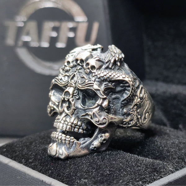 [3005] Unique Design S925 Silver Skull Lord Ring Free Size - Taffu Craft Studio